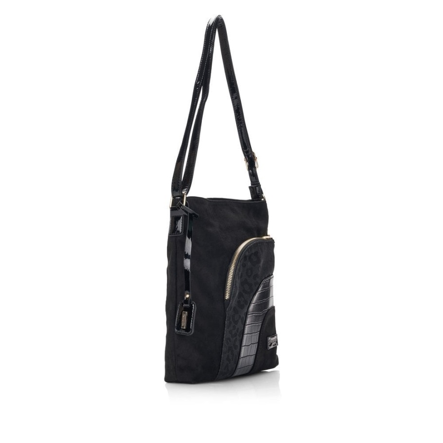 Rieker Black Remonte Q0705-02 Női Fekete Cipzáras Táska