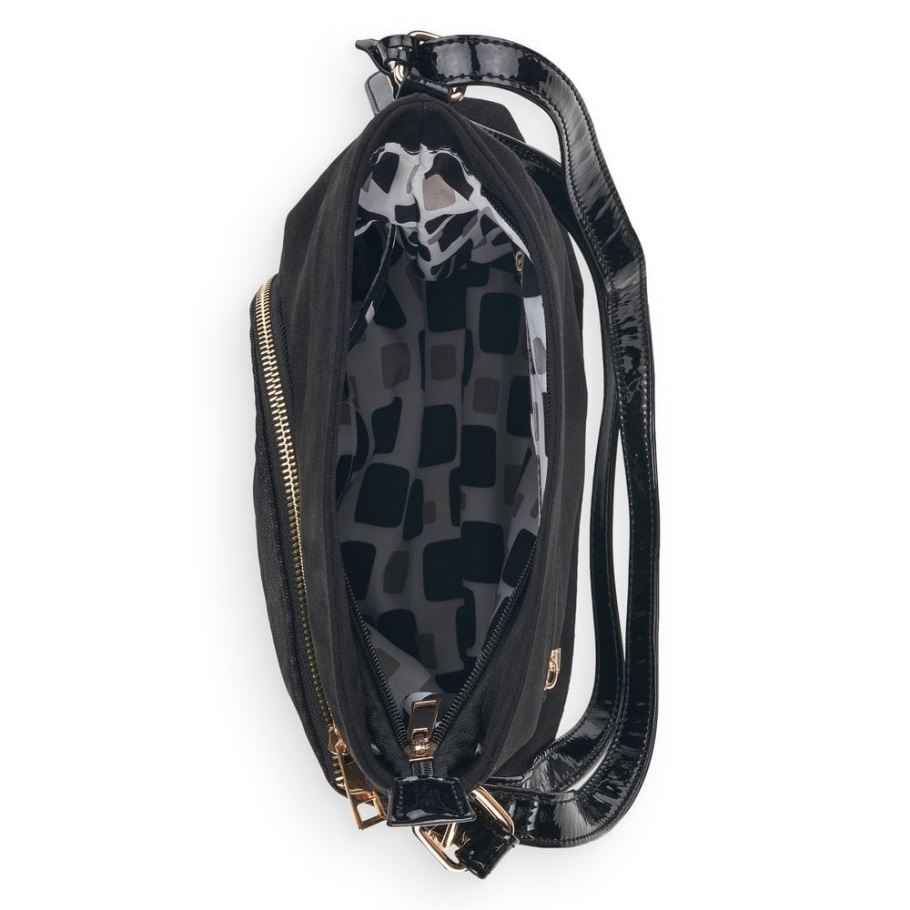 Rieker Black Remonte Q0705-02 Női Fekete Cipzáras Táska