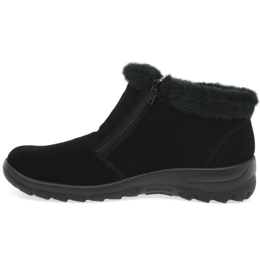 Fekete Rieker Ella Női Meleg Bélésű Bokacsizma