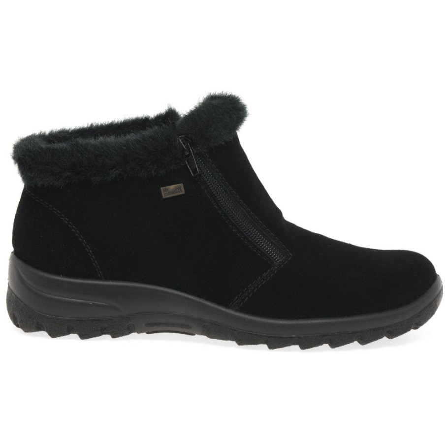 Fekete Rieker Ella Női Meleg Bélésű Bokacsizma
