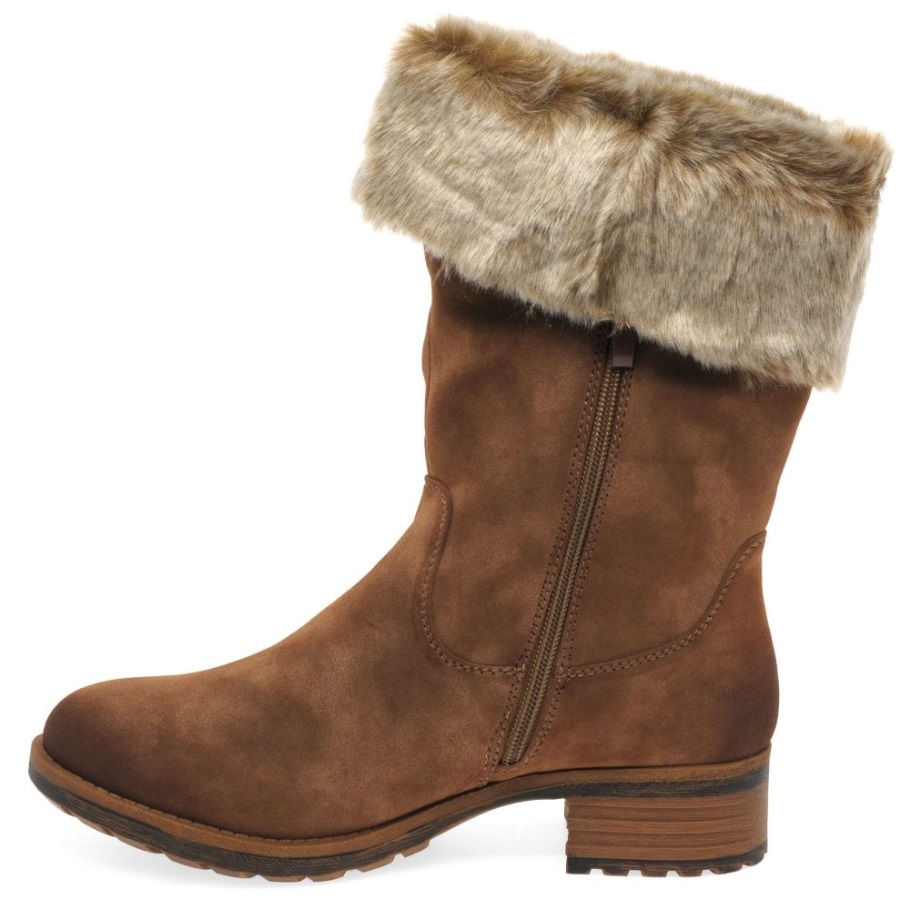 Rieker Newam Női Vízálló Műszőrme Díszítésű Csizma Barna