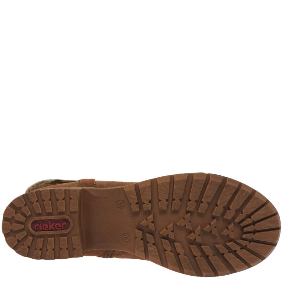 Rieker Newam Női Vízálló Műszőrme Díszítésű Csizma Barna