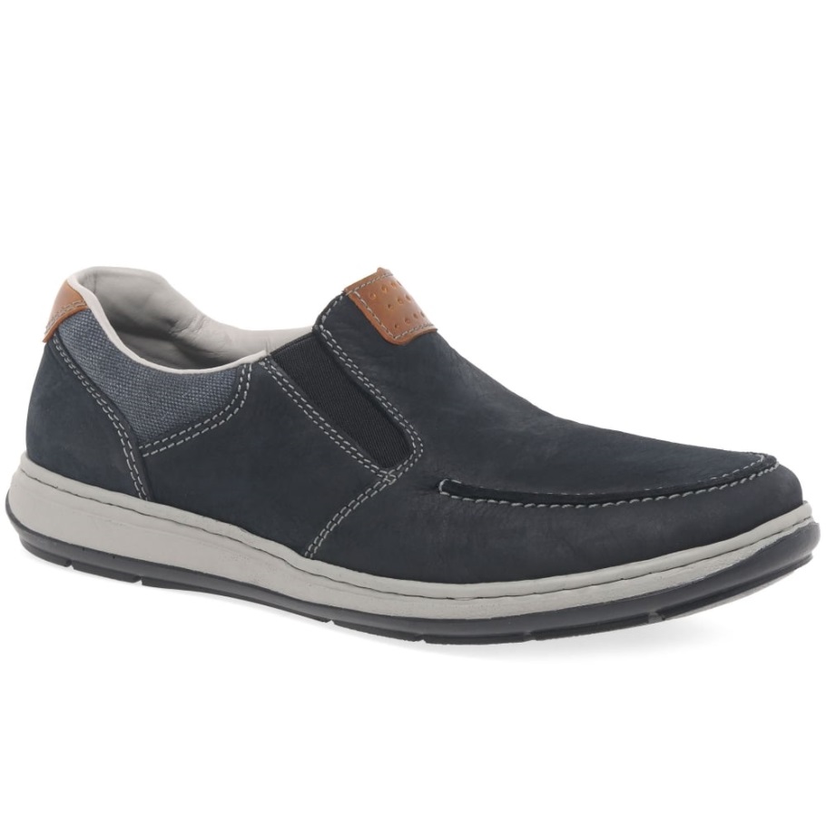 Rieker Patros Mens Casual Slip On Shoes Nubuk