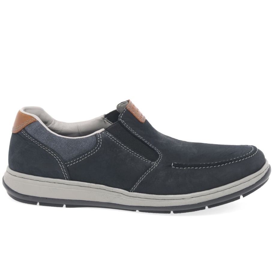 Rieker Patros Mens Casual Slip On Shoes Nubuk