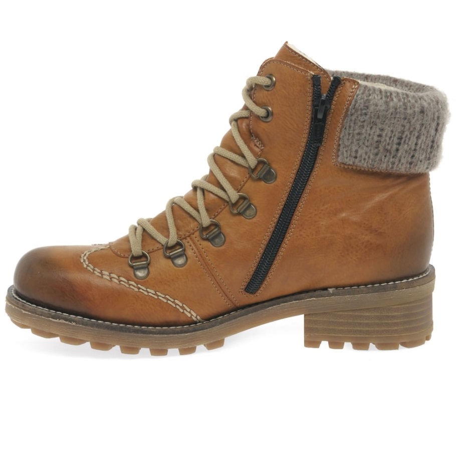 Rieker Gyapjú Női Vízálló Fűzős Bokacsizma Barna