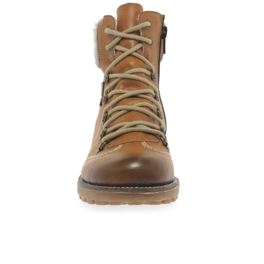 Rieker Gyapjú Női Vízálló Fűzős Bokacsizma Barna