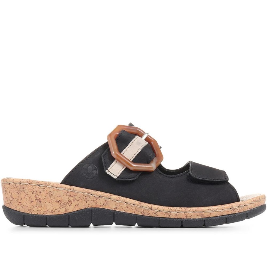 Rieker állítható öszvér Szandál Fekete