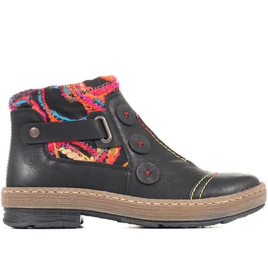 Rieker Magyarország Black Contrasting Ankle Boots