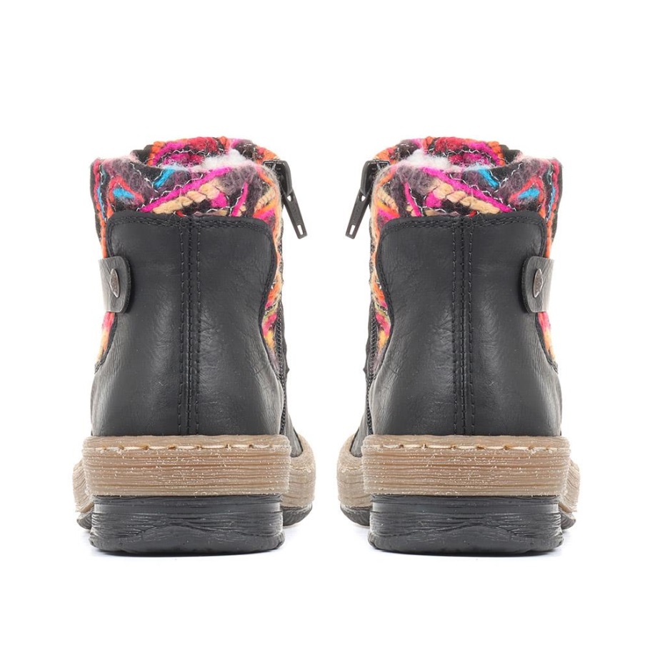 Rieker Magyarország Black Contrasting Ankle Boots
