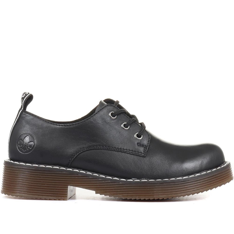 Rieker Magyarország Black Leather Lace Up Derby Shoes