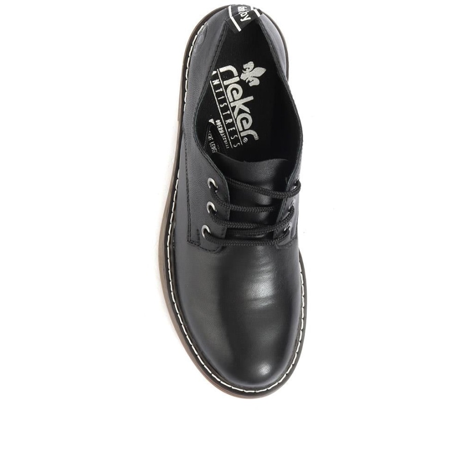Rieker Magyarország Black Leather Lace Up Derby Shoes
