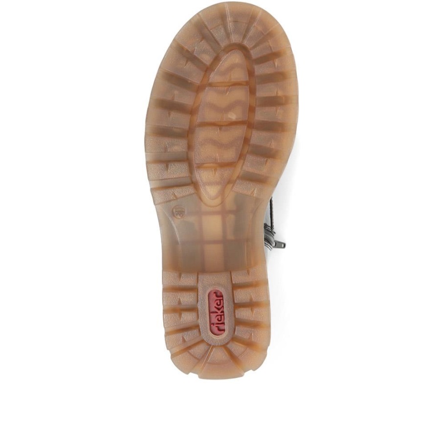 Rieker Fekete Lakk Fűzős Lábszárcsizma