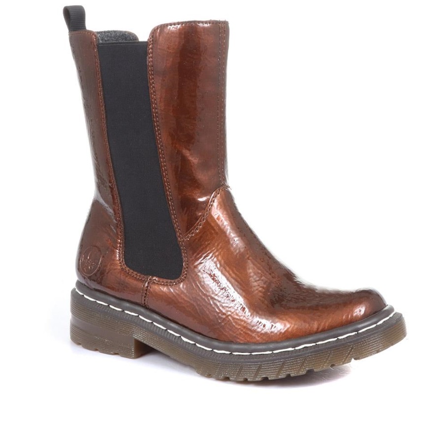 Rieker Magyarország Chunky Chelsea Boots Bronze Patent