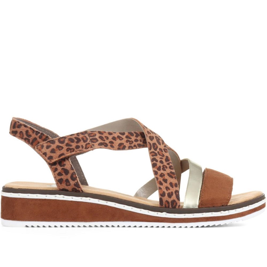 Rieker Lapos Slingback Szandál Tan Multi
