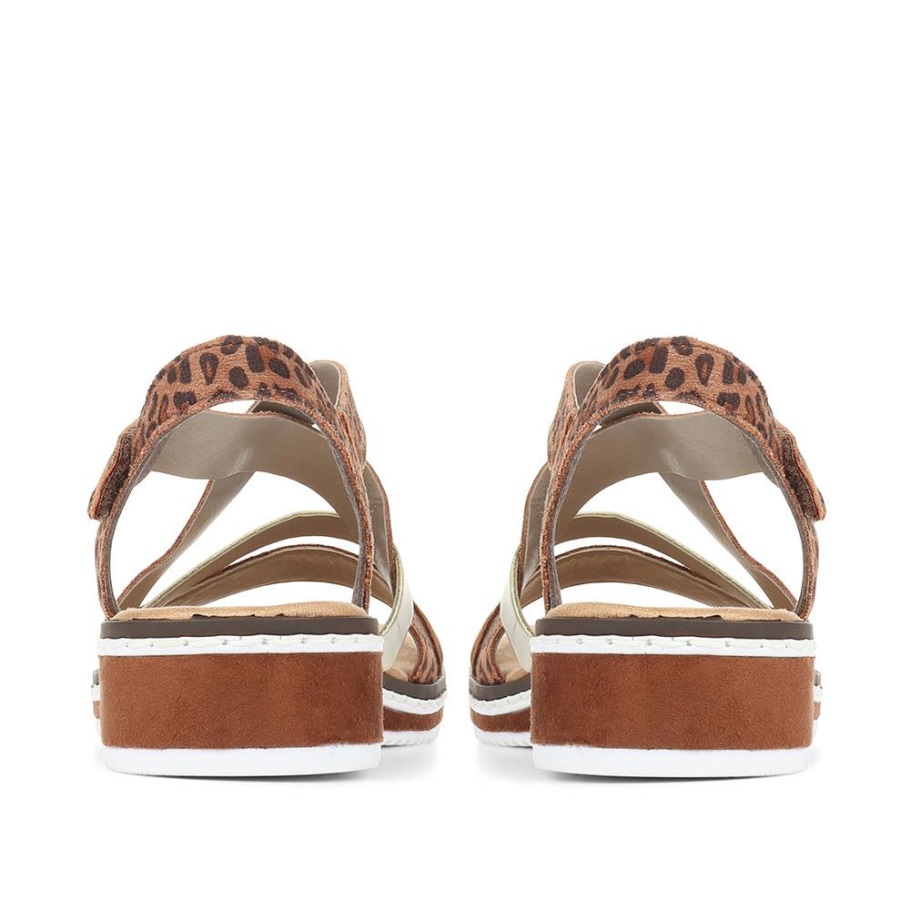 Rieker Lapos Slingback Szandál Tan Multi