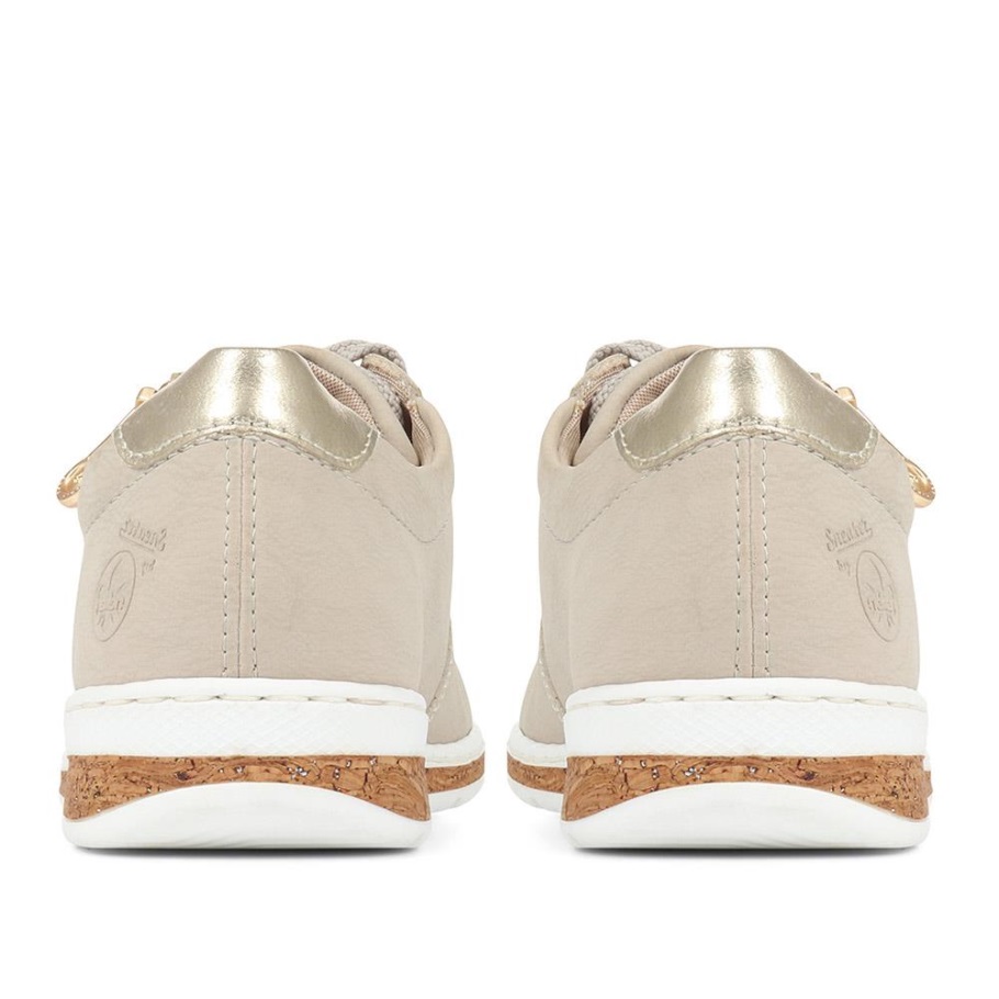 Rieker Női Fűzős Edzőcipő Bézs-arany